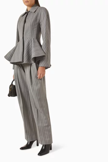 Striped Tailored Peplum Jacket in Wool