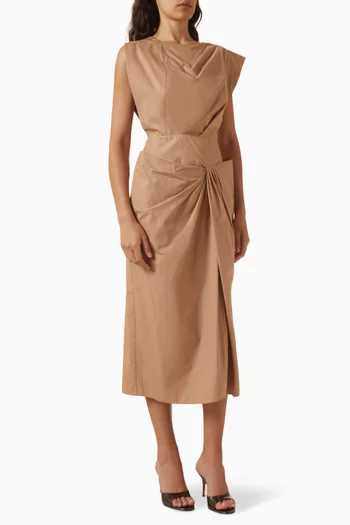 Draped Midi Dress in Cotton