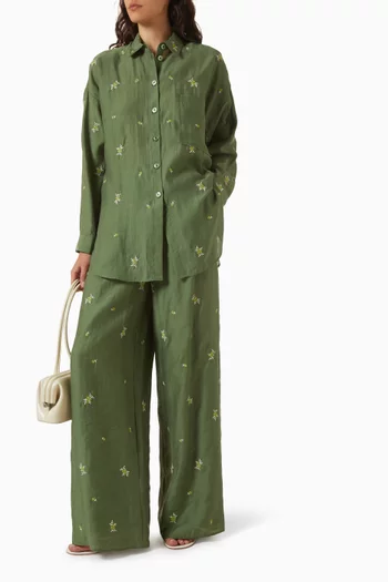 Floral Embroidered Shirt in Lyocell-blend