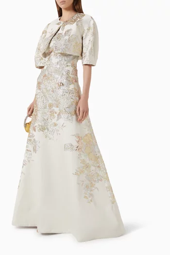 Detachable Bolero Jacquard Gown