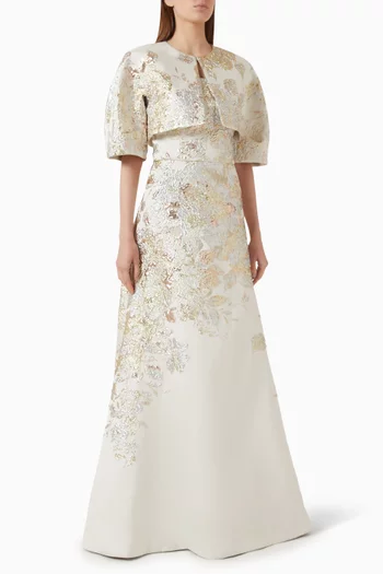 Detachable Bolero Jacquard Gown