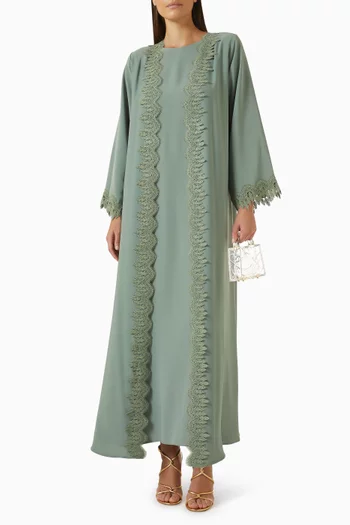 Embroidered-trim Abaya Set