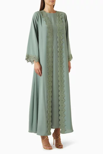 Embroidered-trim Abaya Set