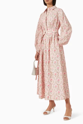 Mia Maxi Shirt Dress in Cotton-poplin