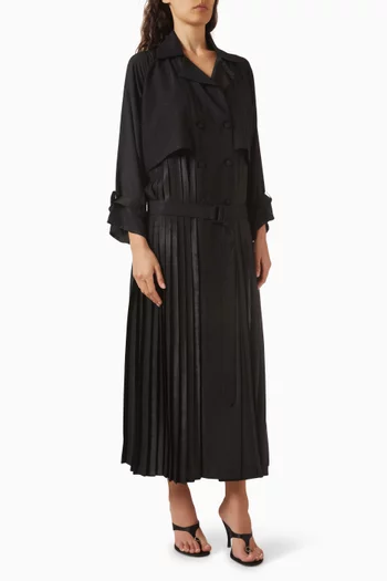 Pleated Coat-style Abaya in Crepe