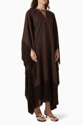 Empty Quarter Fringe Kaftan in Linen