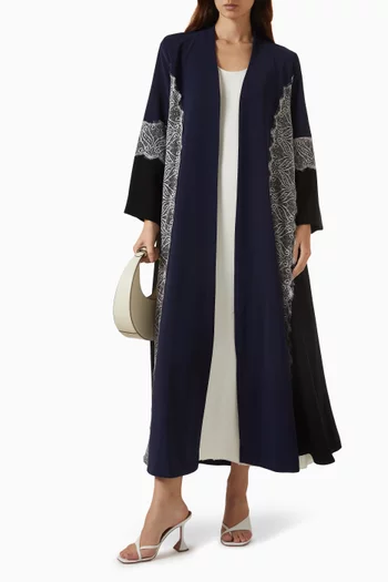 Lace Panel Abaya in Crepe
