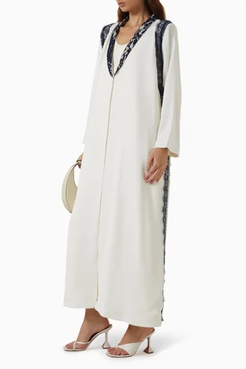 Lace Panel Abaya in Crepe