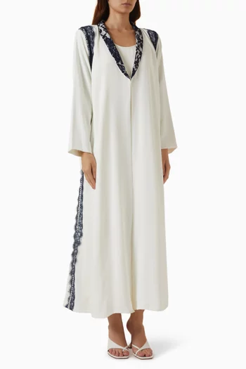Lace Panel Abaya in Crepe
