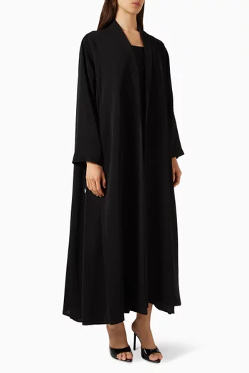 Lace Panel Abaya in Crepe
