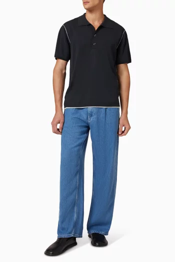 Jonas Two Layer Knit Polo Shirt in Cotton-blend