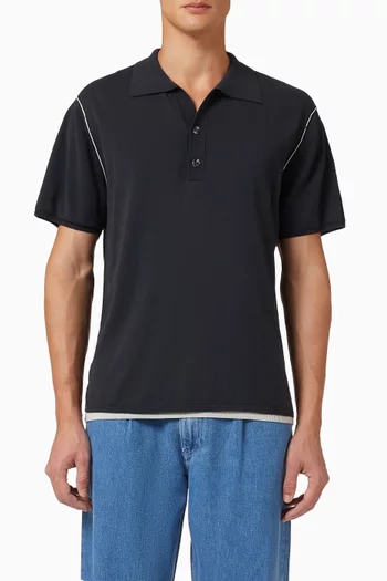 Jonas Two Layer Knit Polo Shirt in Cotton-blend