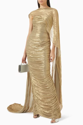 Sequin-embellished Dress & Cape Set
