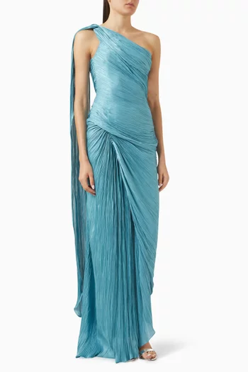 One-shoulder Pleated Dress
