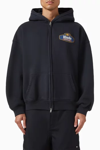 Racing Crest Zip-up Hoodie in Cotton