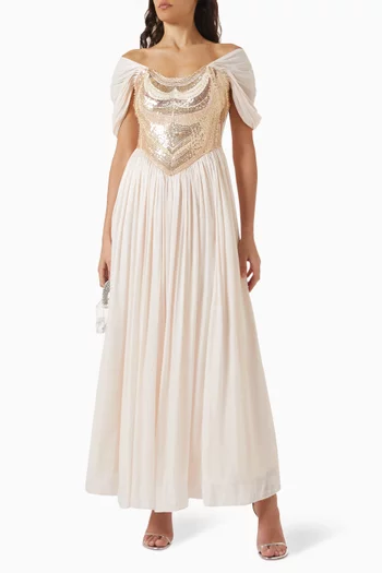 Embroidered Bodice Maxi Dress