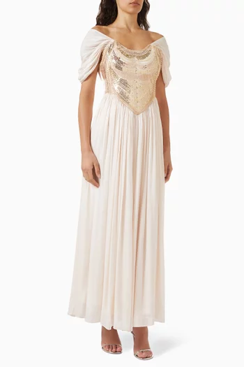 Embroidered Bodice Maxi Dress