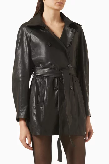 Quinn Trench Coat in Leather