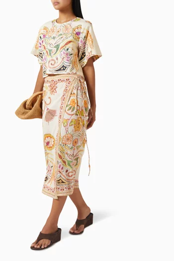 Sunnie Printed Cover-up Midi Skirt