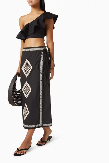 Luca Wrap Midi Skirt in Cotton