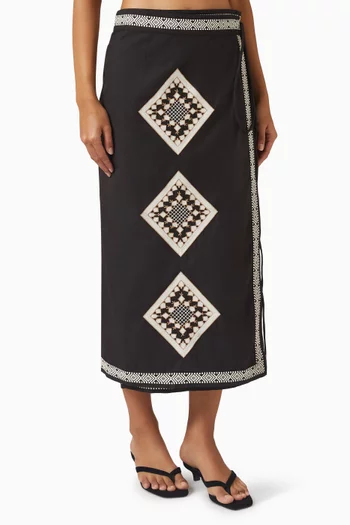 Luca Wrap Midi Skirt in Cotton
