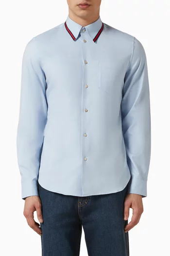 Web-collar Shirt in Oxford Cotton