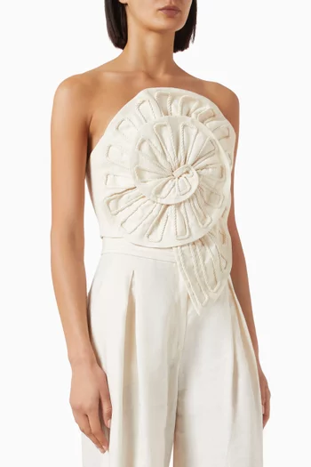 Cosmos Appliqué Top in Linen