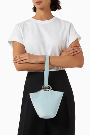 Mini Halo Bucket Bag in Suede & Leather