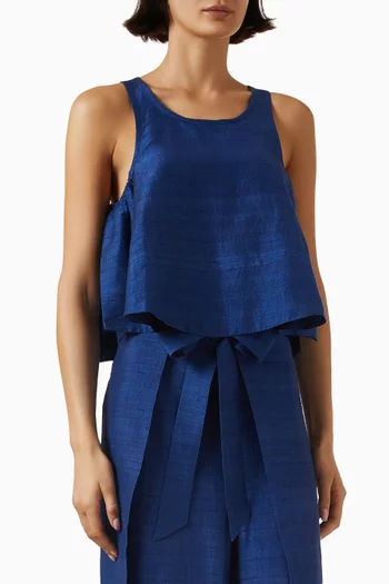 Shift Crop Tank Top in Silk Dupioni