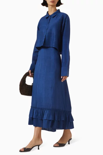 Gogo Cinch Back Skirt in Silk Dupioni