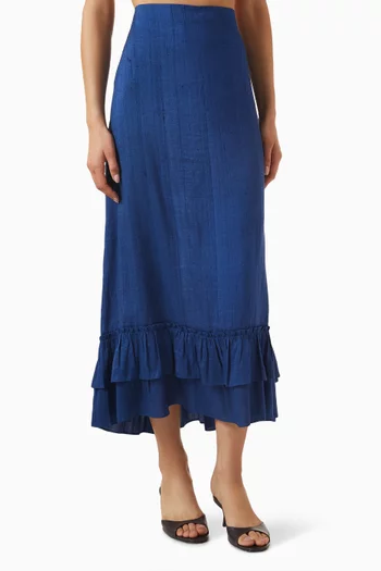 Gogo Cinch Back Skirt in Silk Dupioni