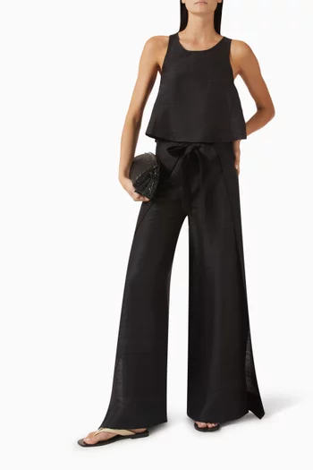 Two-panel Wrap Pants in Silk Dupioni
