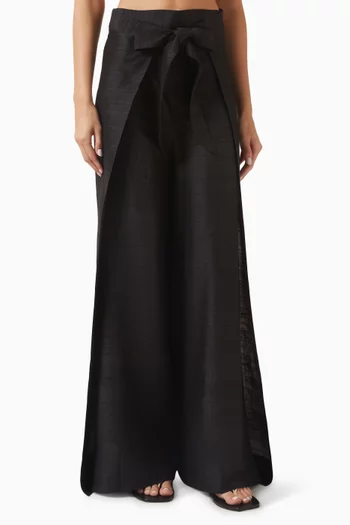 Two-panel Wrap Pants in Silk Dupioni