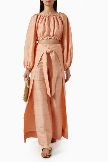 Two-panel Wrap Pants in Silk Dupioni