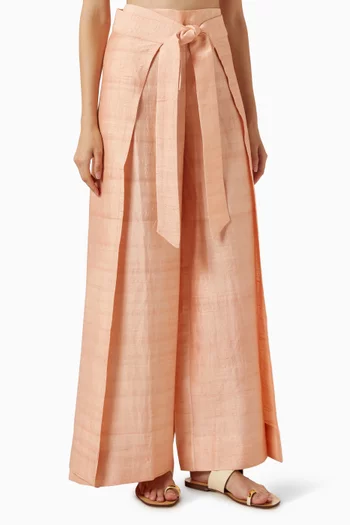 Two-panel Wrap Pants in Silk Dupioni