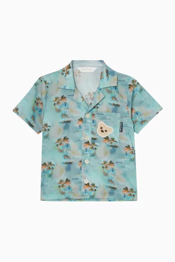 Palm-print Bowling Shirt in Cotton