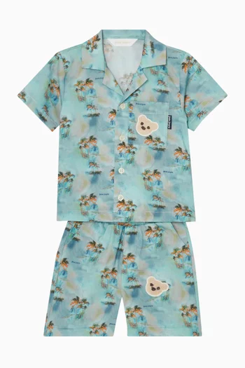 Palm-print Shorts in Cotton