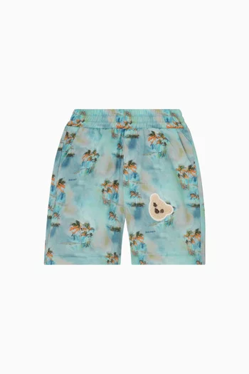 Palm-print Shorts in Cotton