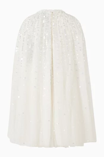 Moonlight Sequin Cape Dress