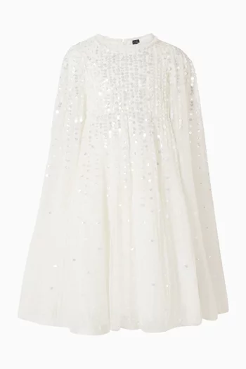 Moonlight Sequin Cape Dress