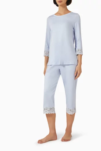 3/4 Pyjama Set in Mercerised Cotton