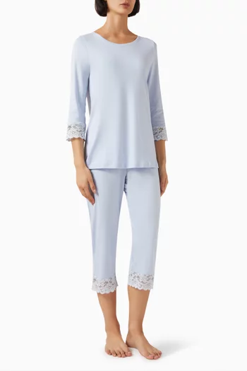 3/4 Pyjama Set in Mercerised Cotton