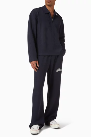 Wavy Knit Polo Shirt in Cotton-blend