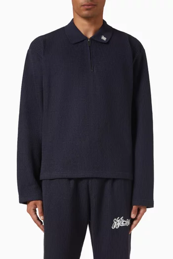 Wavy Knit Polo Shirt in Cotton-blend