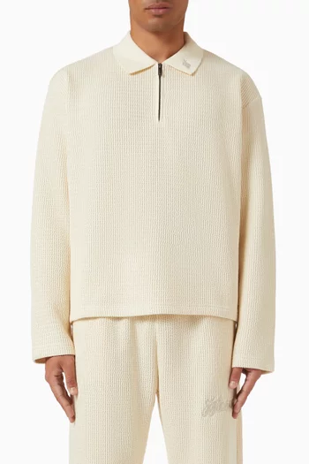 Wavy Knit Polo Shirt in Cotton-blend