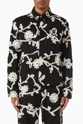 Floral Ribbon Button-up Overshirt