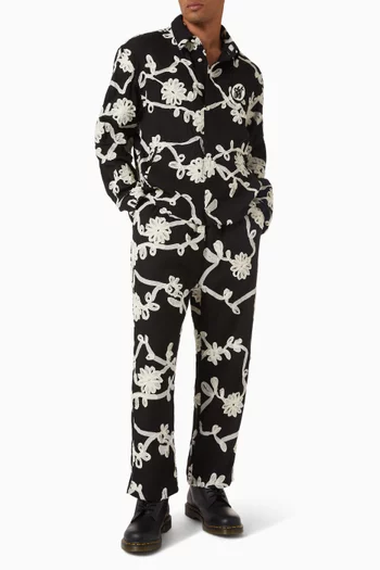 Floral Ribbon Ankle Pants