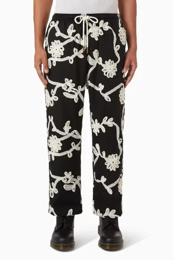 Floral Ribbon Ankle Pants