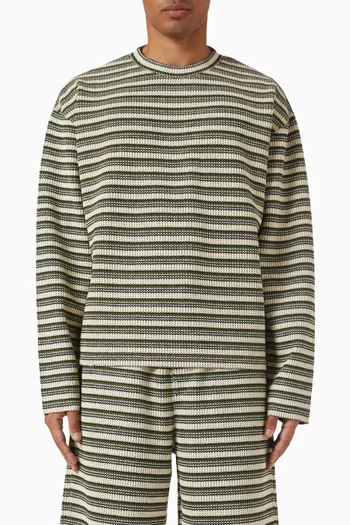 Speak Striped Crew Sweater in Cotton