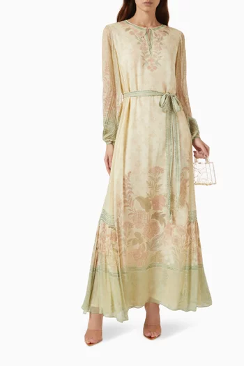 Printed Kaftan in Viscose-chiffon